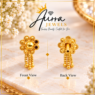 AVIRRA Gold Filled Royal Floral Chain Drop Nose Pin