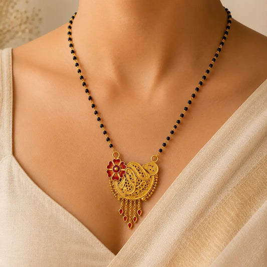 AVIRRA Gold Filled Floral Paisley Traditional Mangalsutra
