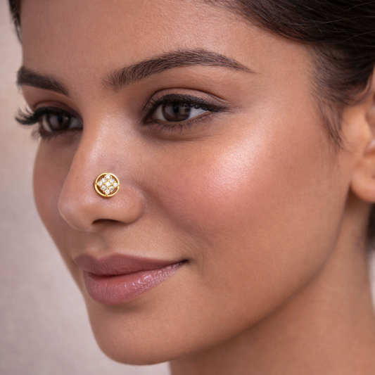 Round Halo CZ Nose Stud