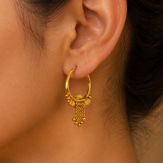 AVIRRA Gold Filled Fan Tassel Hoop Earrings