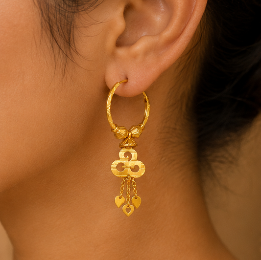 AVIRRA Gold Filled Designer Hoop Tassel Earrings