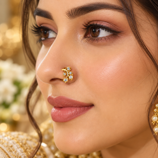 AVIRRA Gold Filled Leaf CZ Nose Ring