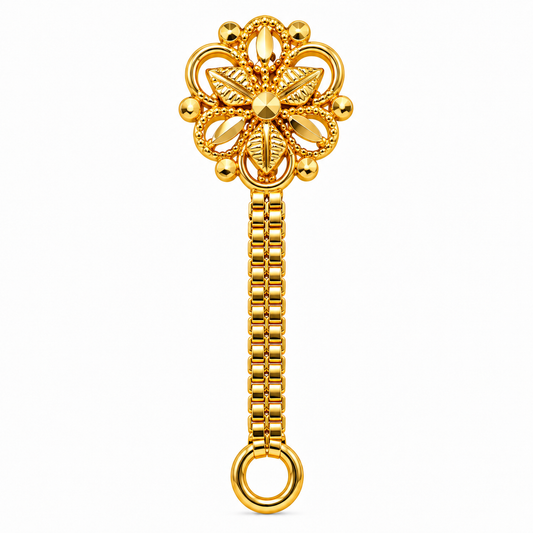 AVIRRA Floral Long Chain Gold Filled Nose Pin