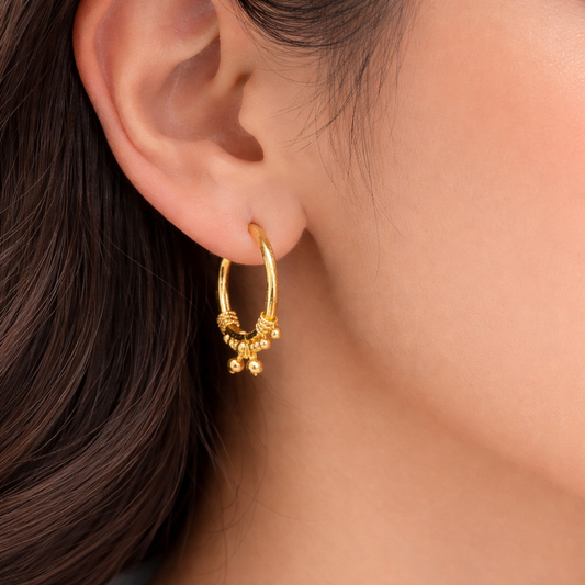 Gold-Filled Traditional Hoop Earrings with Bead Danglers