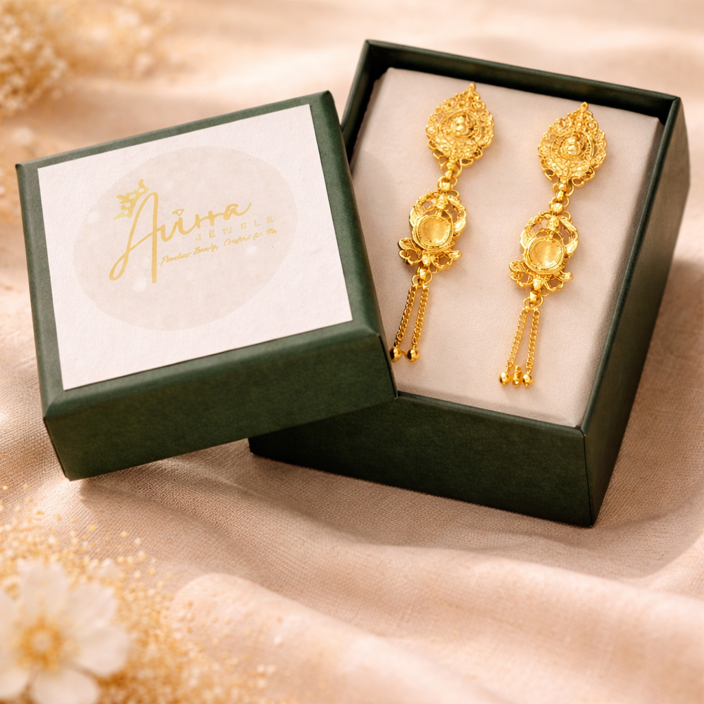 Gold-Filled Traditional Chandbali Dangle Earrings