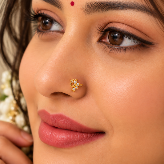 AVIRRA Gold Filled Floral CZ Nose Ring