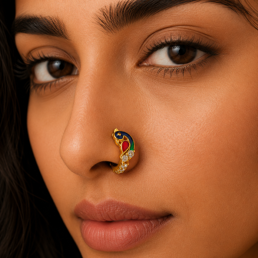 AVIRRA Gold Filled Peacock Crystal Hoop Nose Ring