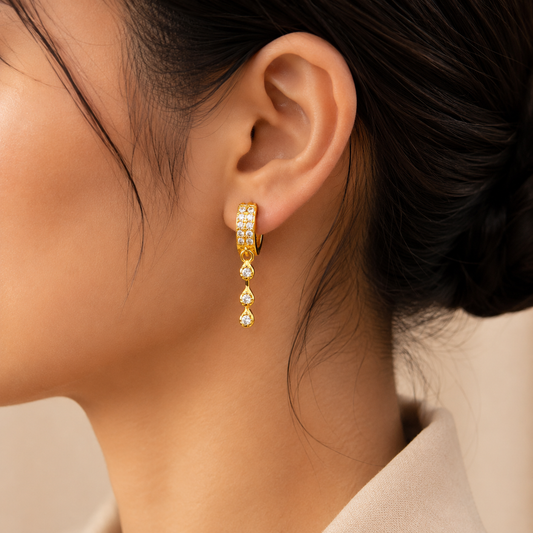 AVIRRA Gold Filled Crystal Drop Huggie Earrings