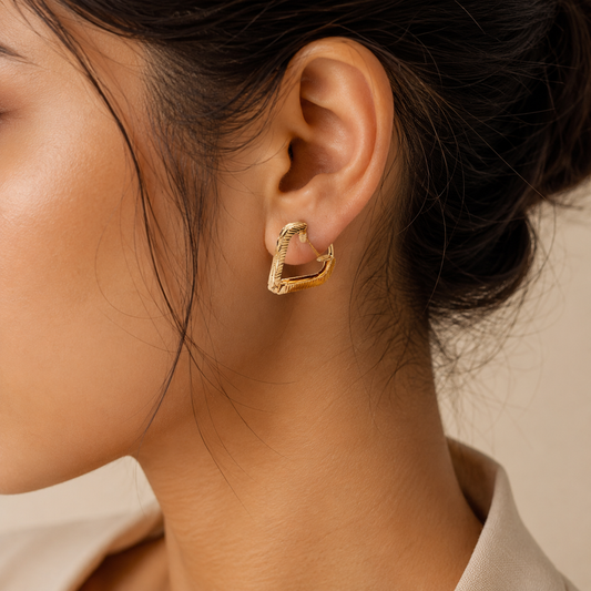 AVIRRA Gold Filled Geometric Heart Hoop Earrings