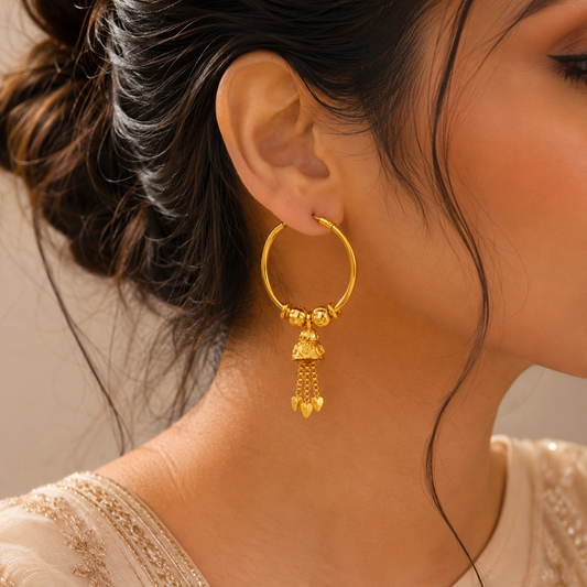 AVIRRA Gold Filled Bell Charm Hoop Earrings