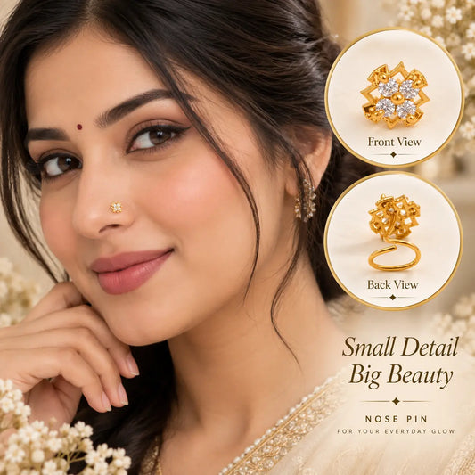 AVIRRA Gold Filled Floral Crystal Nose Pin
