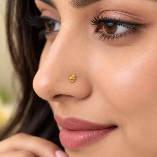 AVIRRA Gold Filled Paisley Floral Wired Nose Pin
