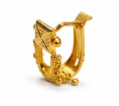 Traditional Square Motif Gold Filled Hoop Earrings