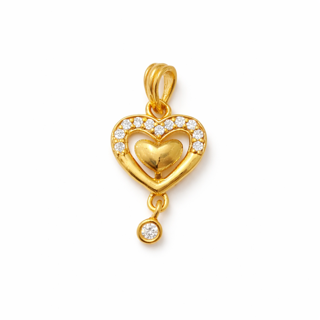 Elegant Gold Double Heart Pendant with Stone Detailing