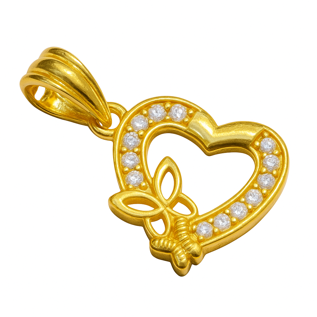 Butterfly Heart Diamond-Look Pendant