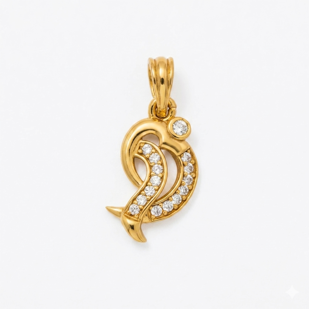 Elegant Gold Dolphin Swirl Pendant with Sparkling Stones