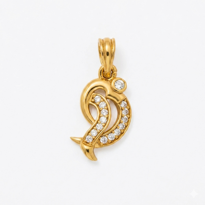 Elegant Gold Dolphin Swirl Pendant with Sparkling Stones