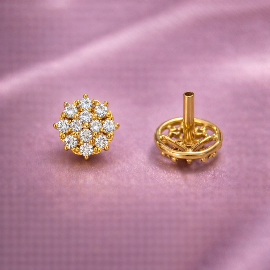 Crystal Blossom CZ Stud Nose Pin