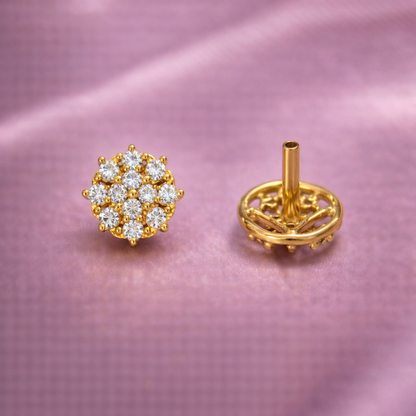 Crystal Blossom CZ Stud Nose Pin