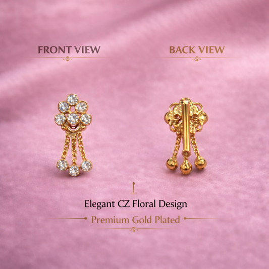 Crystal Drop Floral Stud Nose Pin