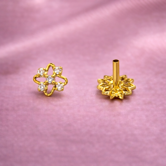 Crystal Flower Stud Nose Pin