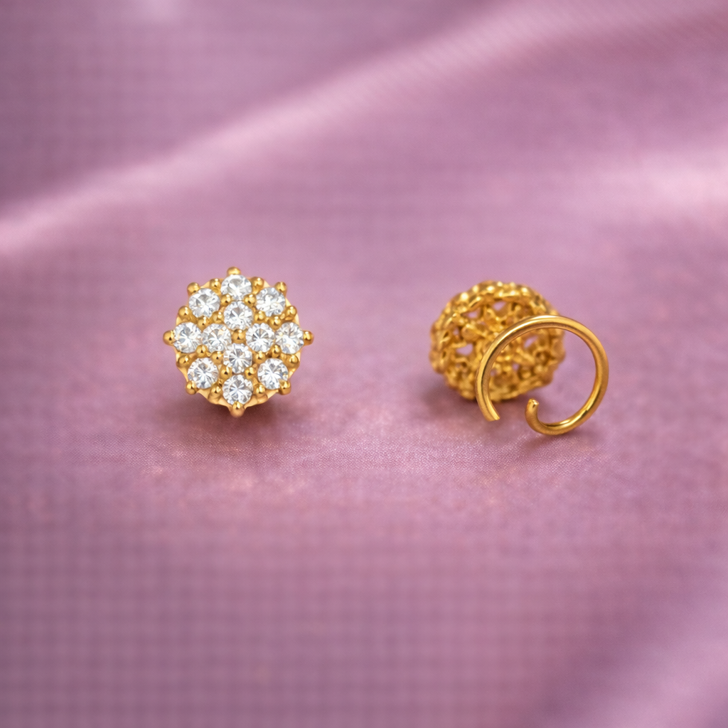 Diamond Style Floral wire Nose Pin