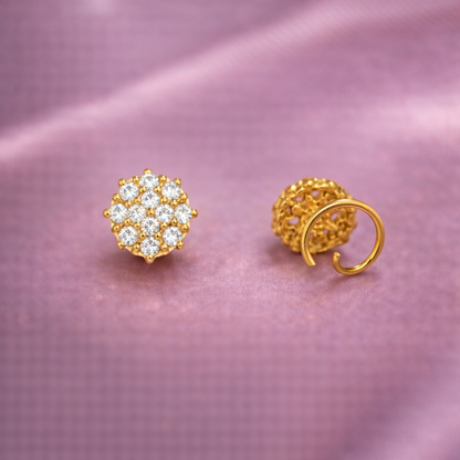 Diamond Style Floral wire Nose Pin