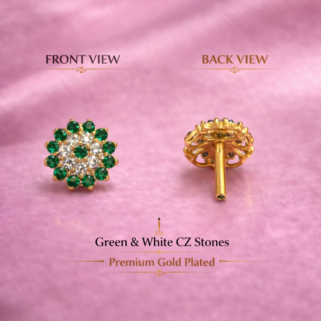 Emerald Sparkle Stud Nose Pin