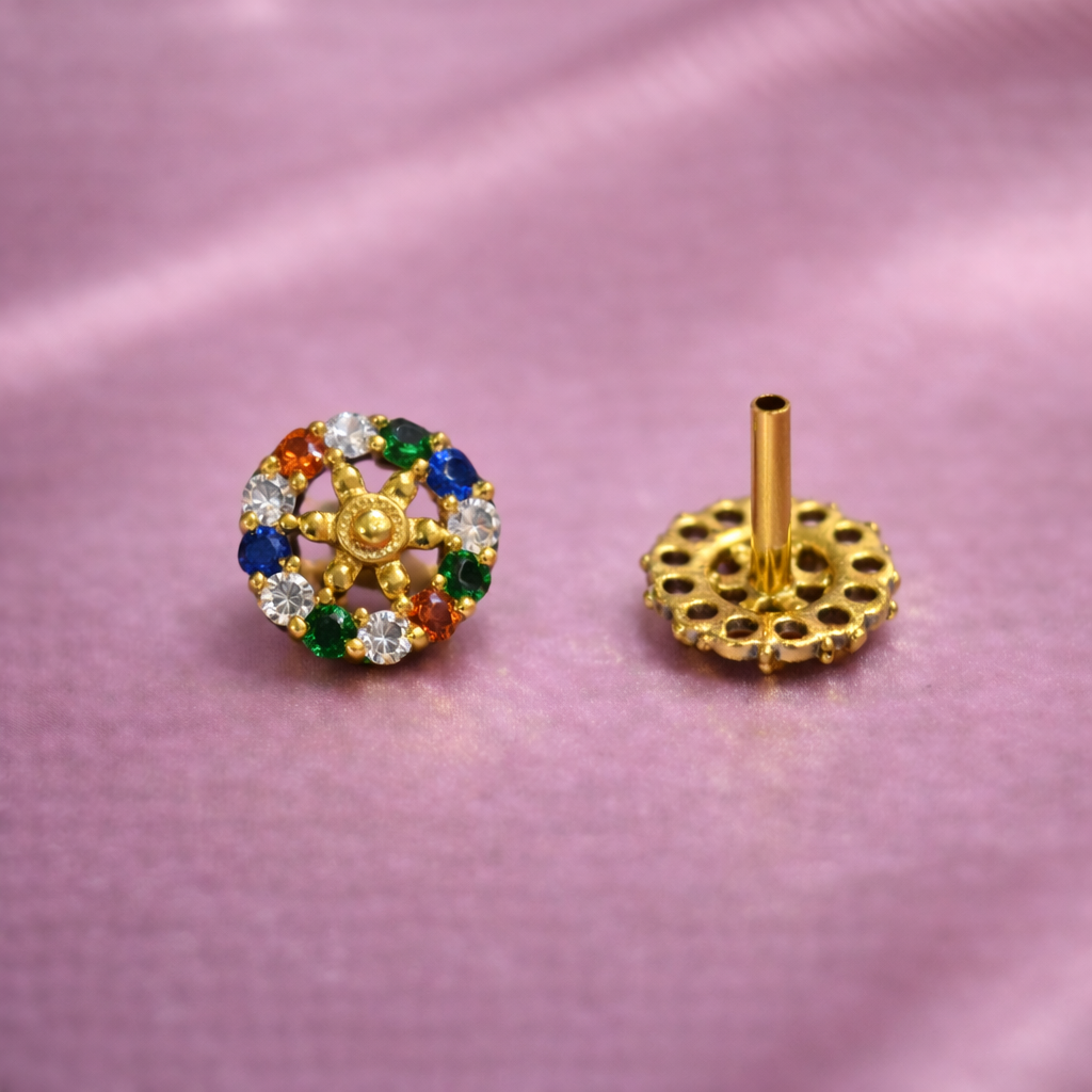 Multi-Color Wheel Stud Nose Pin