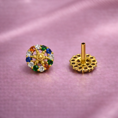 Multi-Color Wheel Stud Nose Pin