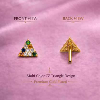 Prism Triangle CZ Stud Nose Pin