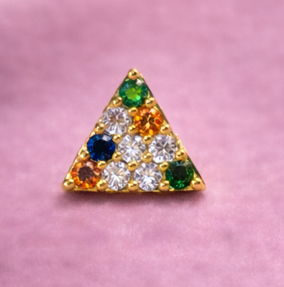 Prism Triangle CZ Stud Nose Pin