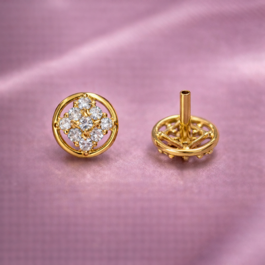 Round Halo CZ Nose Stud