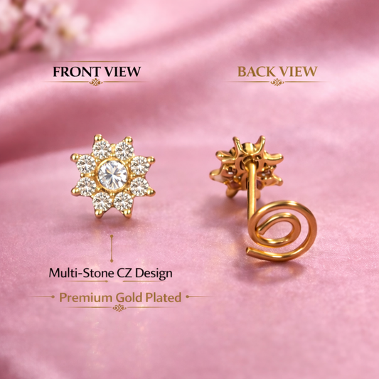 Sparkling Sunburst wire Nose Pin