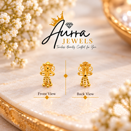 AVIRRA Gold Filled Floral Chain Drop Nose Pin