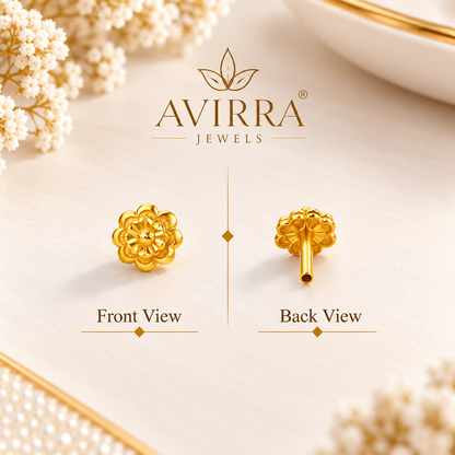 AVIRRA Gold Filled Floral Nose Stud – Elegant Flower Design