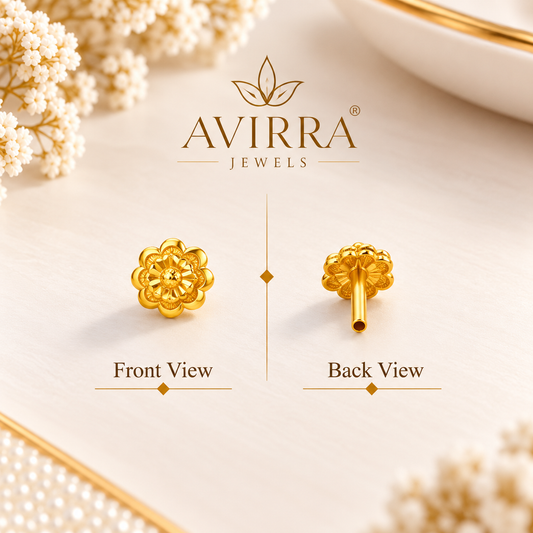 AVIRRA Gold Filled Floral Nose Stud – Elegant Flower Design
