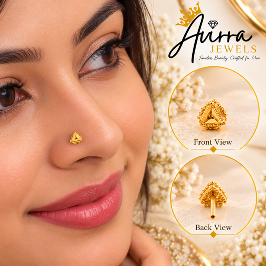 AVIRRA Gold Filled Triangular Beaded Nose Pin
