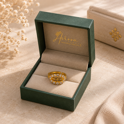 AVIRRA Gold Filled Double Row Crystal Hoop Nose Ring