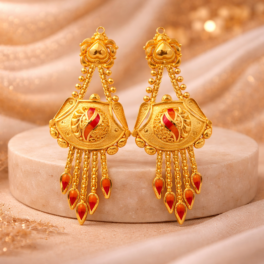 Royal Traditional Gold Filled Dangle Earrings