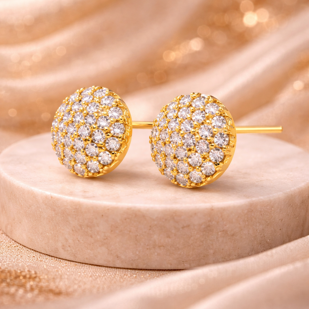 Sparkling CZ Dome Gold Filled Stud Earrings