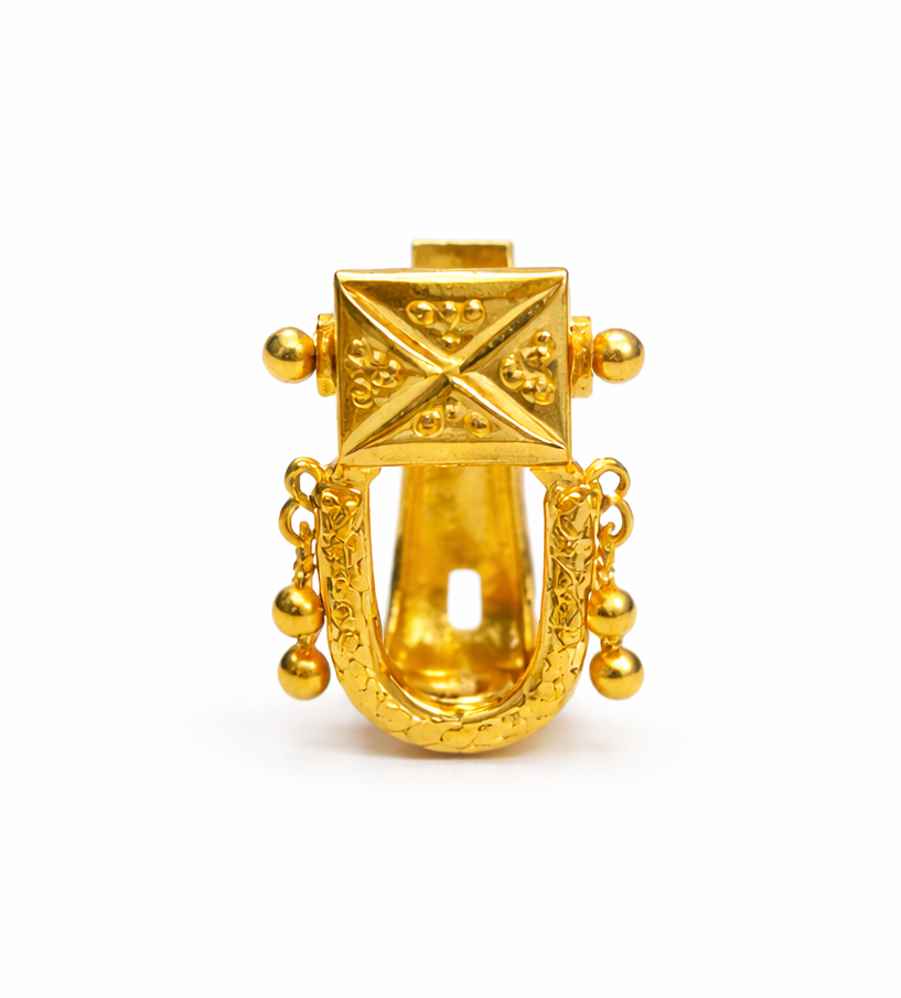 Traditional Square Motif Gold Filled Hoop Earrings