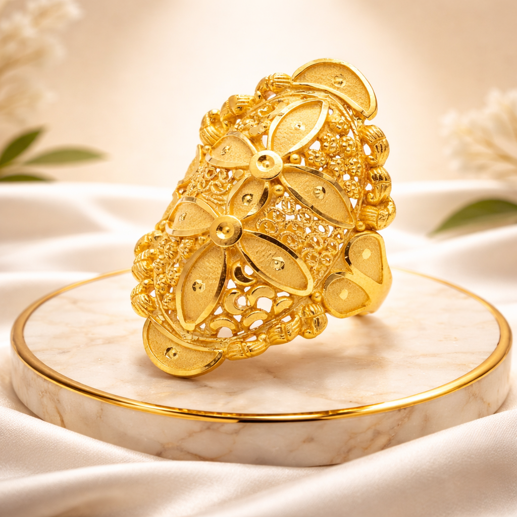 Intricately Designed Gold Filled Floral Ring