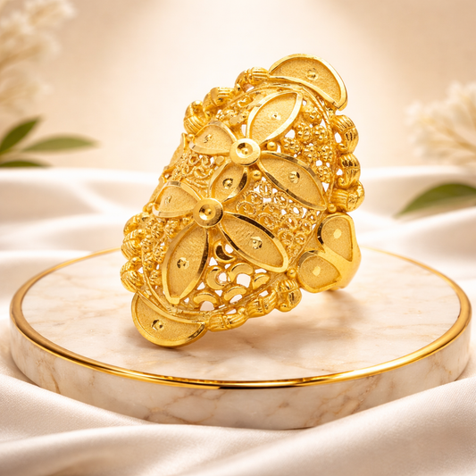 Intricately Designed Gold Filled Floral Ring