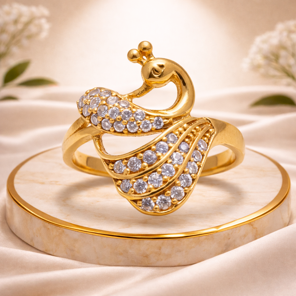 Peacock-Design Gold Filled Ring