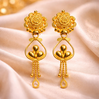 Traditional Floral Gold Filled Dangle Earrings