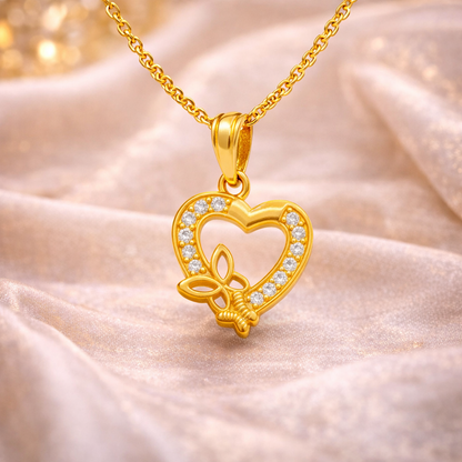 Butterfly Heart Diamond-Look Pendant