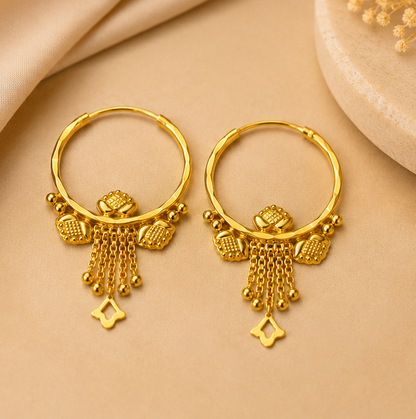 AVIRRA Gold Filled Traditional Hoop Tassel Earrings