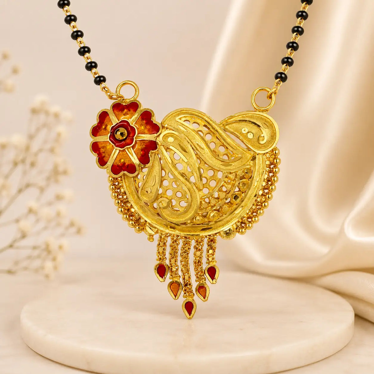 AVIRRA Gold Filled Floral Paisley Traditional Mangalsutra