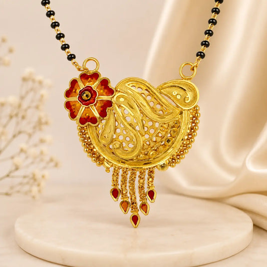 AVIRRA Gold Filled Floral Paisley Traditional Mangalsutra